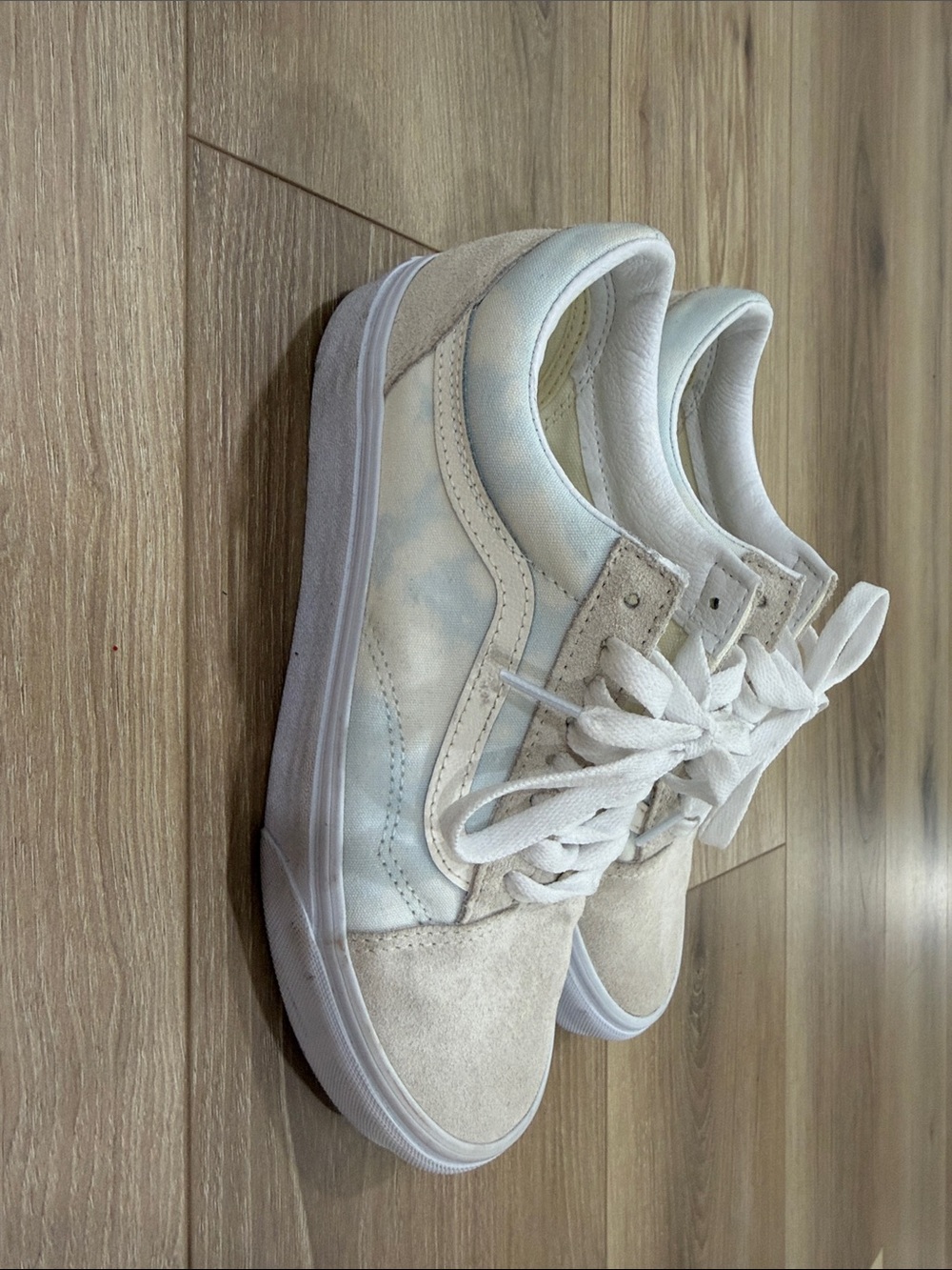 Vans Old Skool Low Top Sneakers in White and Light Blue Tie-Dye